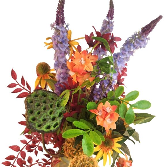 Handtied Wildflower Bouquet, Artificial Faux Floral Arrangement, Rustic Farmhous - Picture 4 of 10